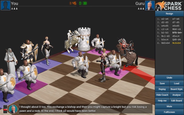 SparkChess Pro (by Media Division SRL) - chess game for Android and iOS -  gameplay. 