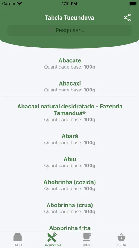 Taco App: Tabela Nutricional screenshot 2 of 6