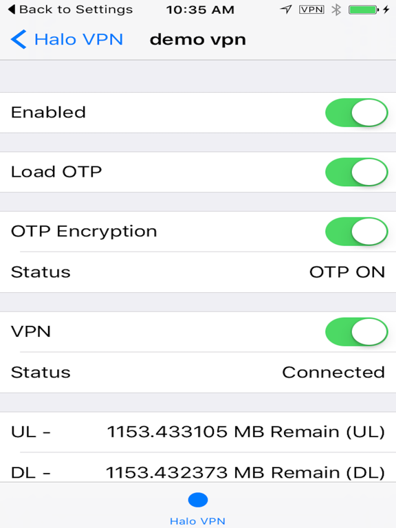 Halo Private Network iPad screenshot 5 - Utilities app