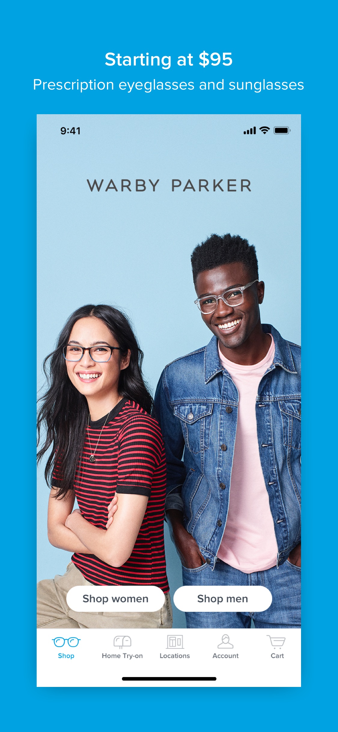 Screenshot do app Glasses by Warby Parker