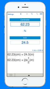 Inches to / from cm converter screenshot