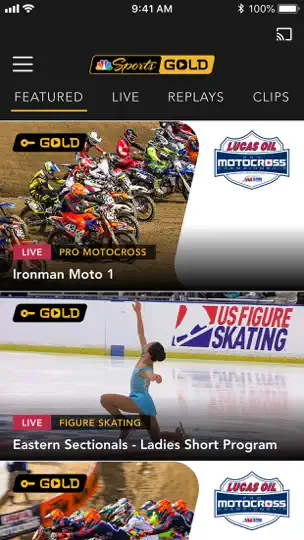 Captura de pantalla de NBC Sports Gold en iPhone 1