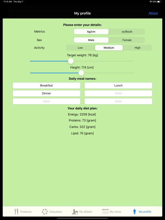 Easy Calorie Counter / Tracker iPad screenshot
