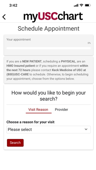 Keck Medicine myUSCchart Screenshot