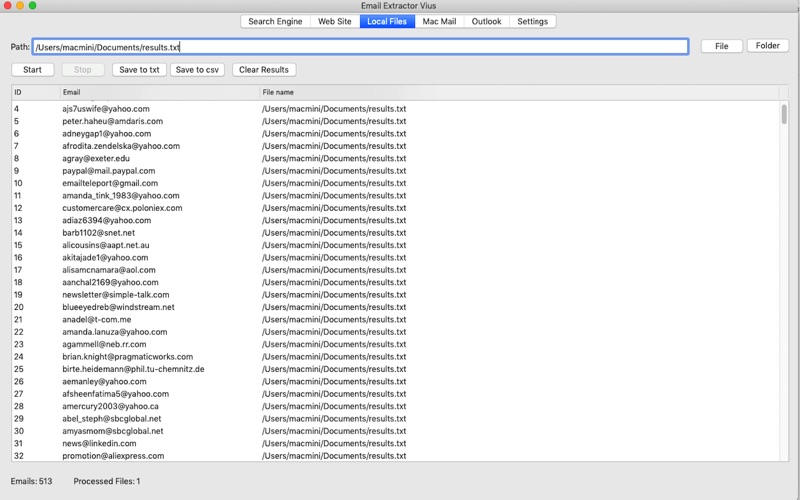 Screenshot #1 pour Email Extractor Lite
