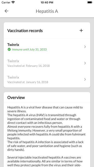 Screenshot #1 pour Immunization record