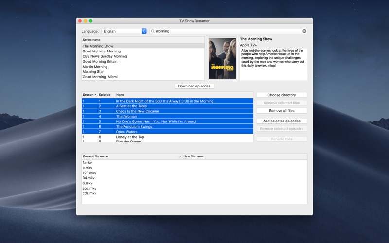 Screenshot #1 pour TV Show Renamer Pro