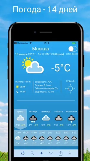 Скриншот Прогноз погоды на 14 часов на iPhone 1