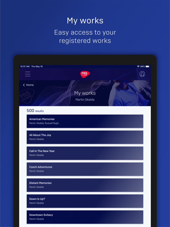 PRS for Music Mobile iPad screenshot 4 - Music app