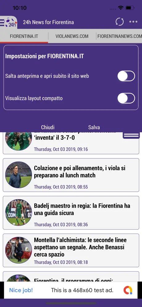 24h News for Fiorentina