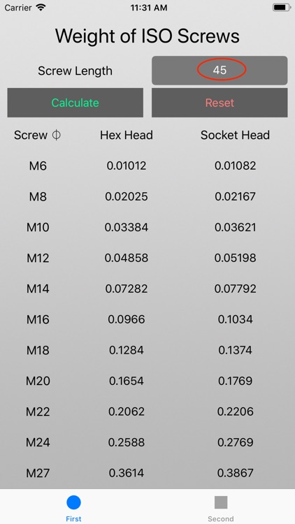 Weight of ISO Screws screenshot-3
