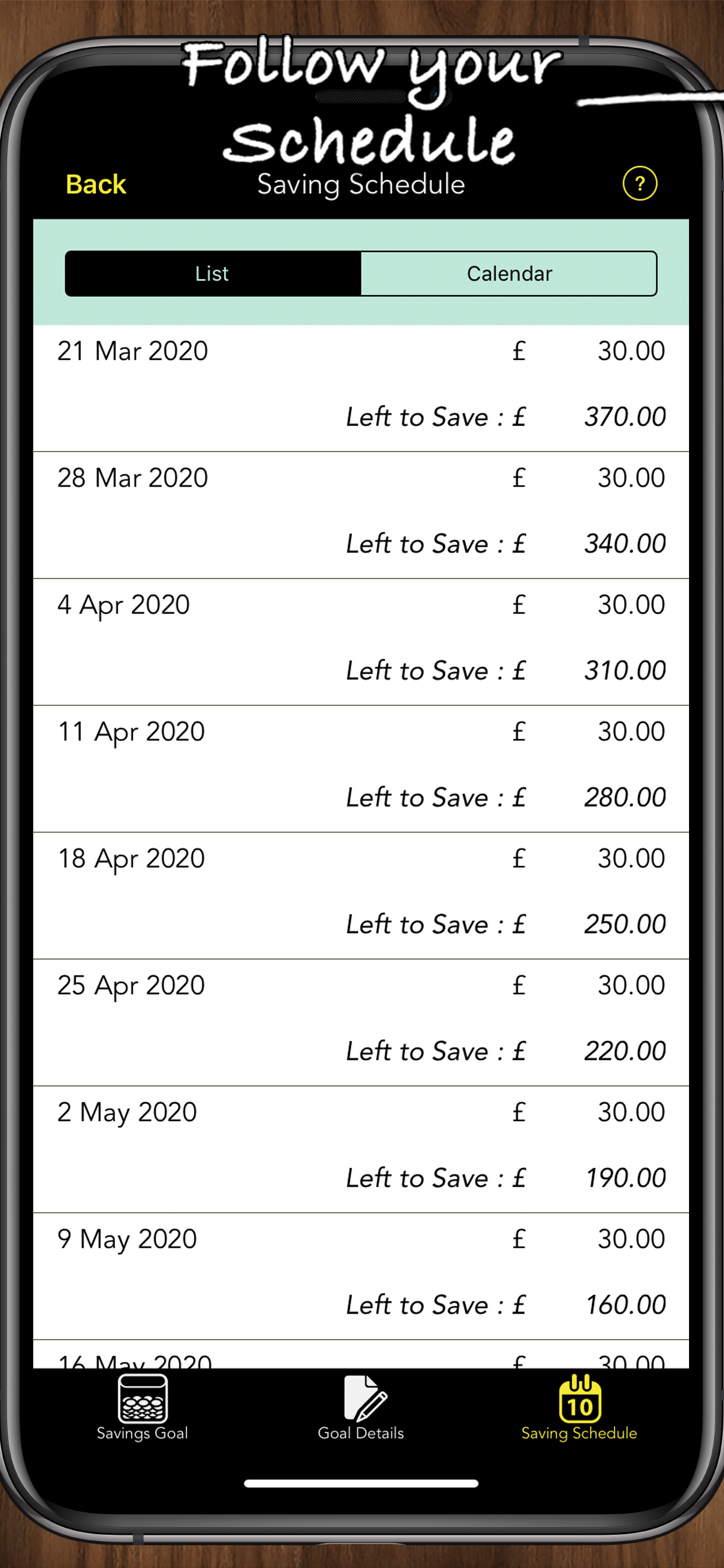 Savings Goals
