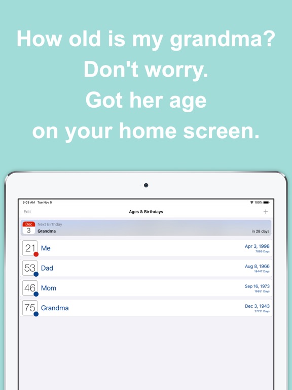 Screenshot #5 pour Ages & Birthdays