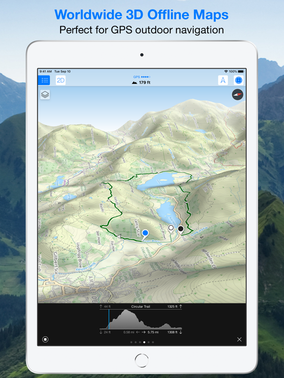 Maps 3D PRO - Hike & Bike iPad screenshot 3 - Navigation app
