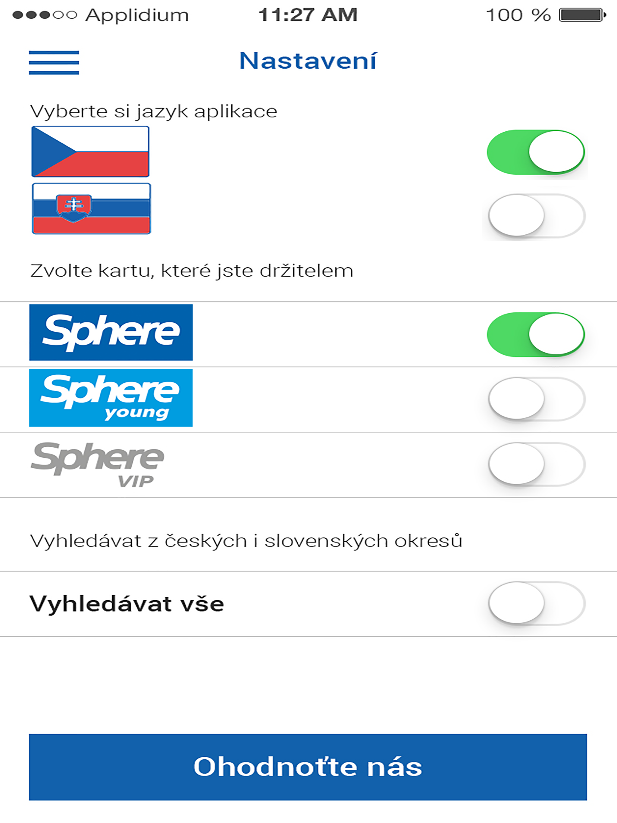 Sphere - vyhledávač výhod