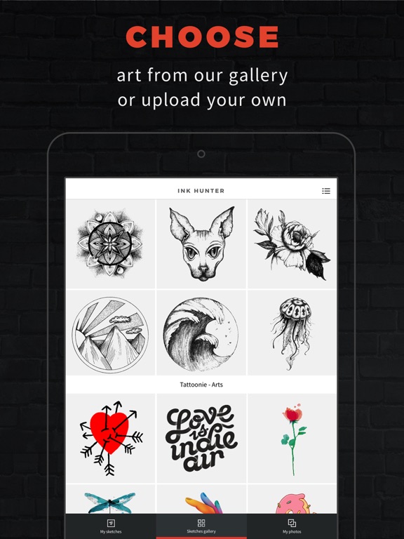 INKHUNTER try tattoo designs in augmented reality screenshot