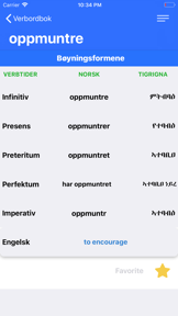 Tigrigna Norwegian Verb screenshot