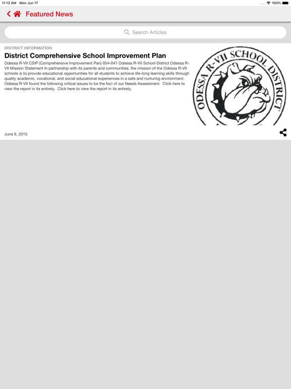 Odessa R-VII School District iPad screenshot 2 - Education app