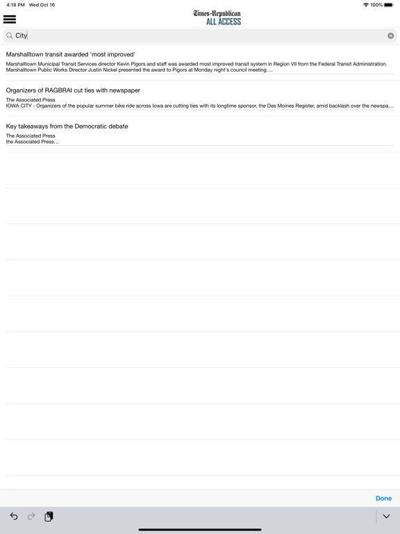 Times-Republican All Access iPad screenshot