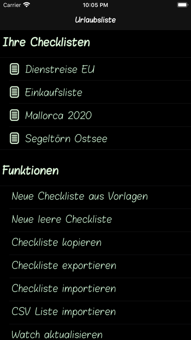Urlaubsliste App-Screenshot
