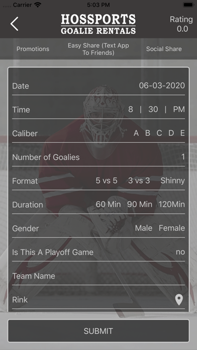 Hossports Hockey Rent A Goalie Screenshot
