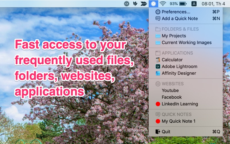 Screenshot #1 pour Shortcuts in Menu Bar Lite