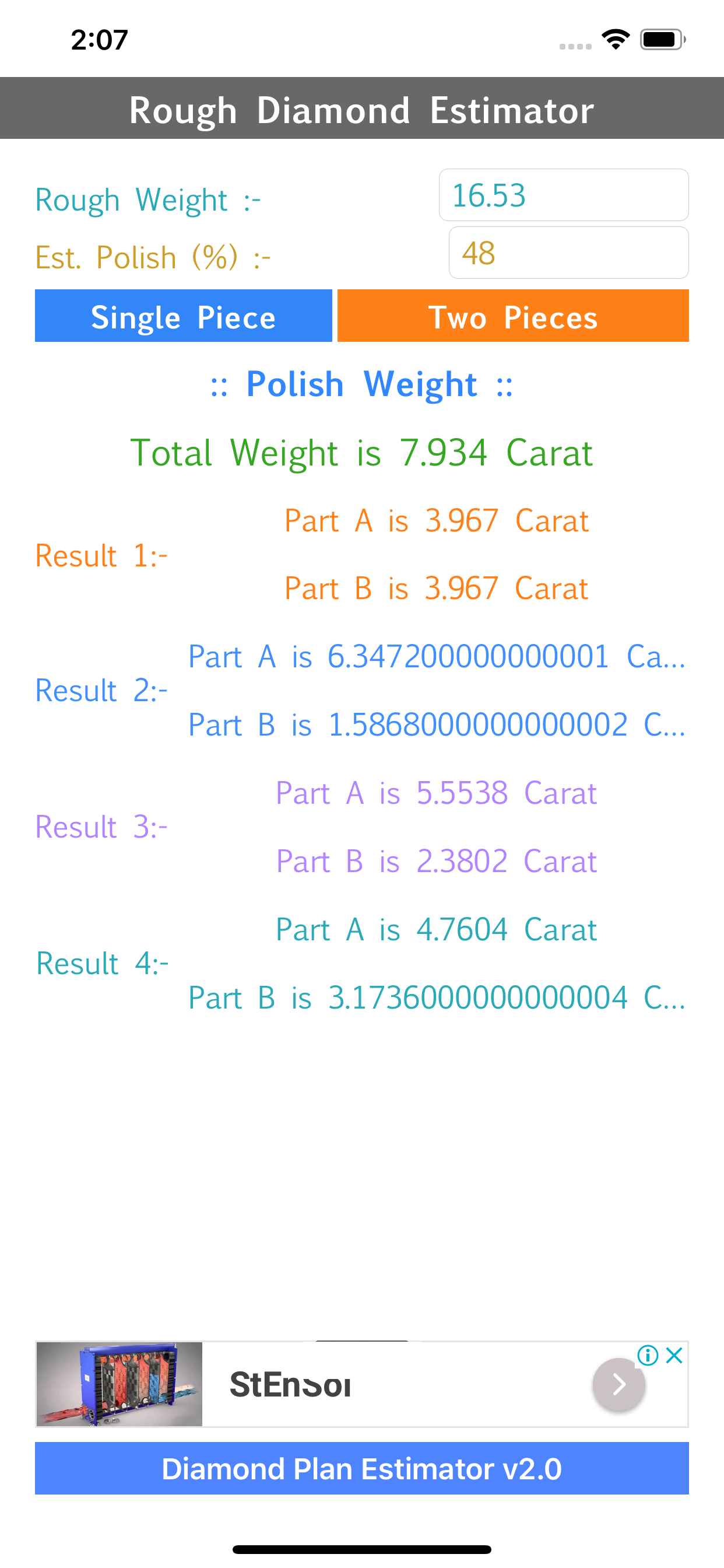 Rough Diamond Plan Estimator