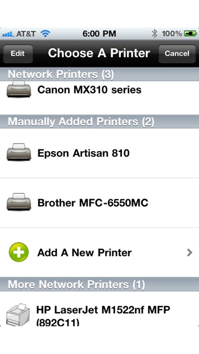Printing for iPhone Screenshot