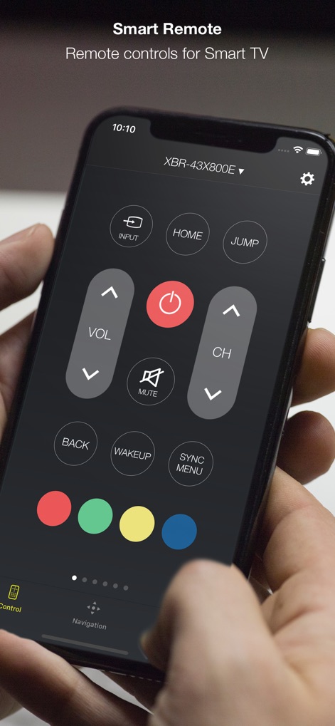 Universal Smart Remote for TV - Esta captura presenta la interfaz estándar de un control remoto, destacando un botón de encendido central prominente y los controles intuitivos para volumen y canales, facilitando la gestión de la televisión.