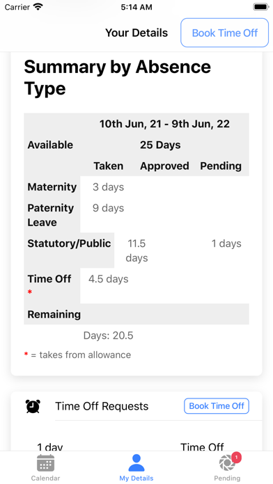 VacationTracker.com Screenshot