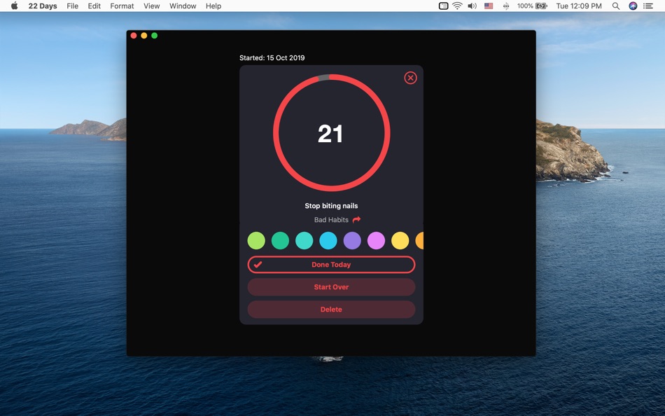 #5. 22 Days - Habit Tracker (macOS) 由: Vladislav Kovalyov