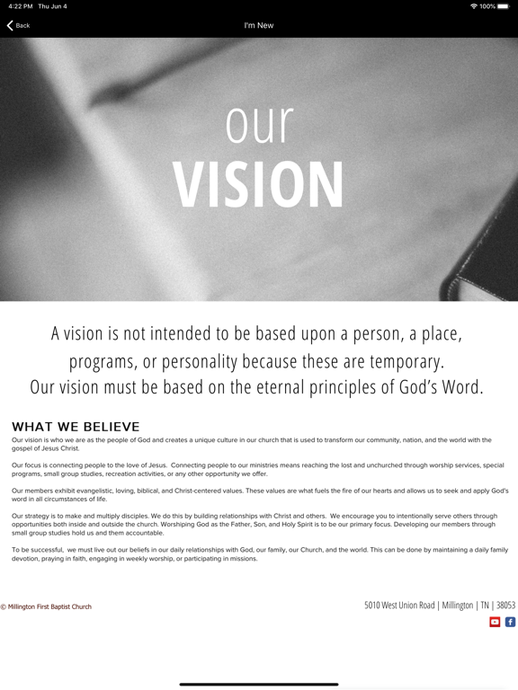 Millington FBC iPad screenshot