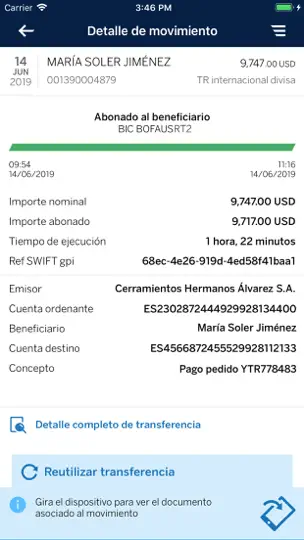 Captura de pantalla de BBVA Empresas | PT en iPhone 5