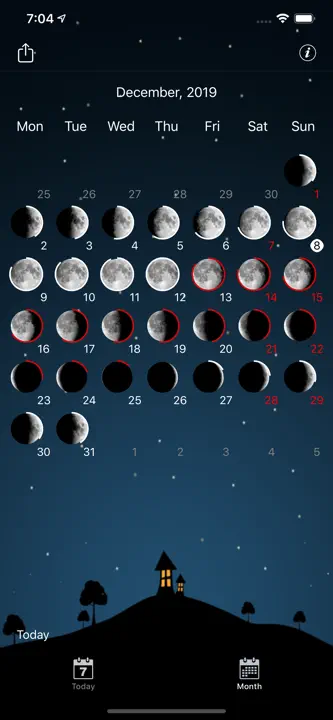 Sky and Moon phases calendarのスクリーンショット（3/3）
