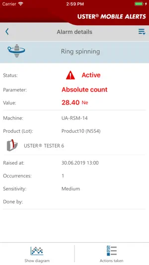 USTER® MOBILE ALERTS screenshot 3