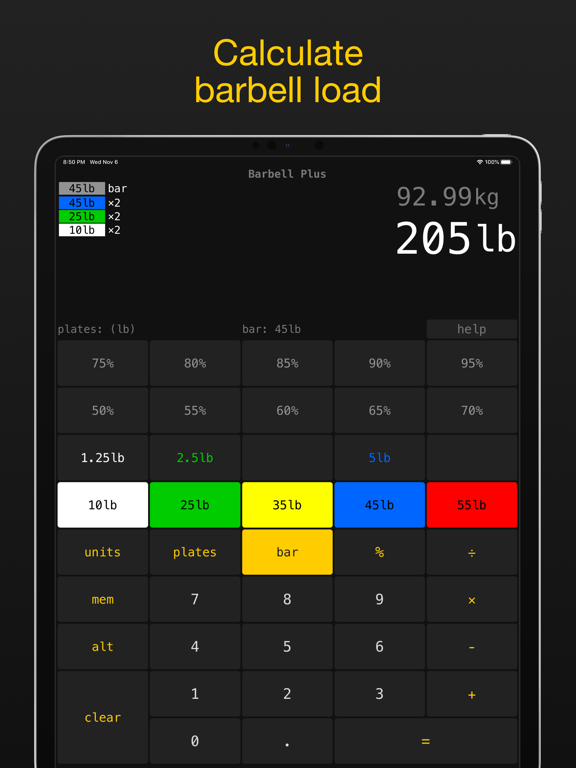 Barbell Plus iPad screenshot 1 - Health & Fitness app