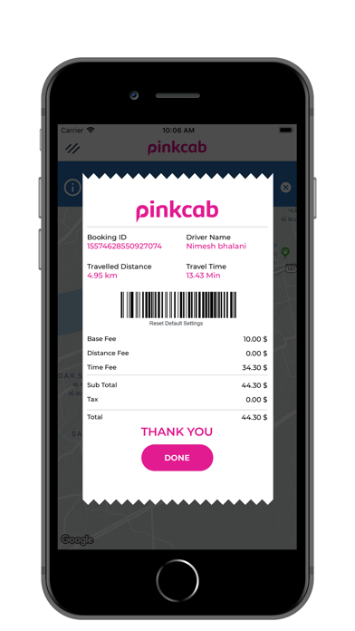 PinkCab Passenger Screenshot