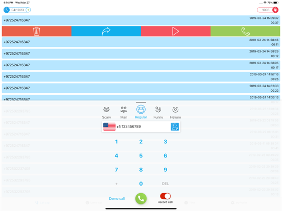 Screenshot #4 pour Funcall - Voice Changer & Rec