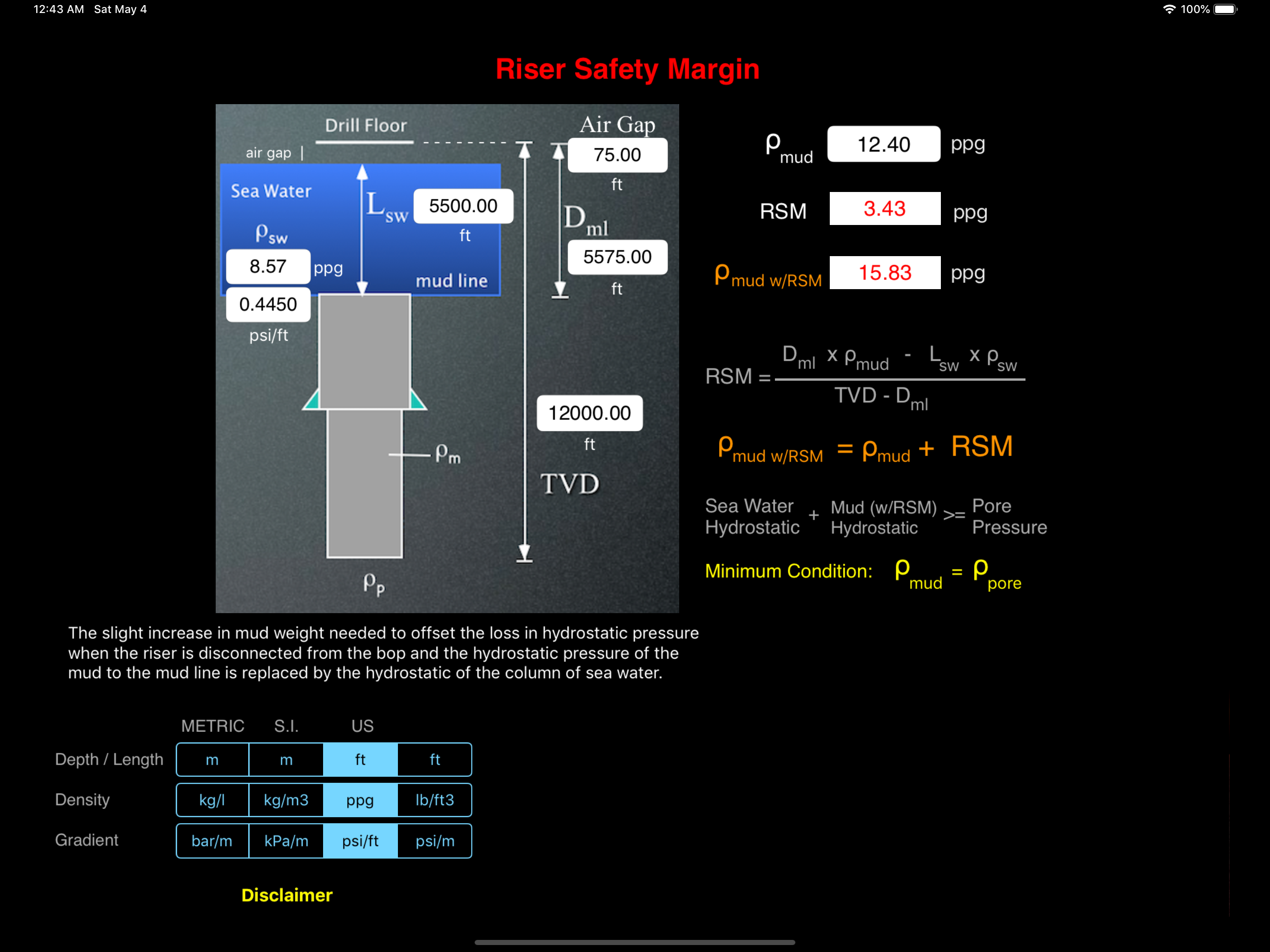 Riser Safety Margin screenshot 4
