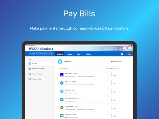 WCCU eBanking iPad screenshot 7 - Finance app