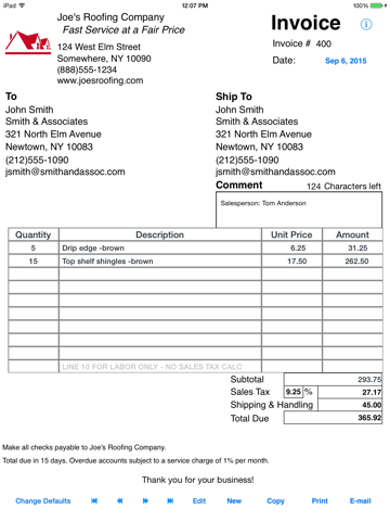 Screenshot of Simple Invoices - Sales