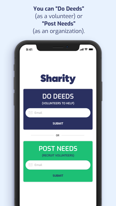 Sharity Volunteering Screenshot
