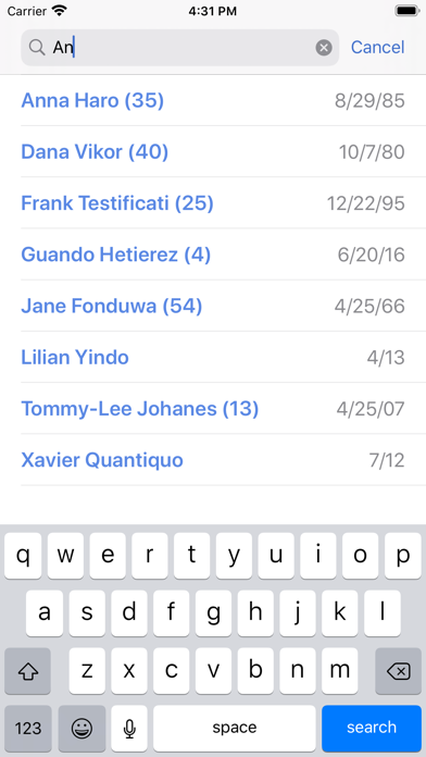 Today's Birthdays Screenshot