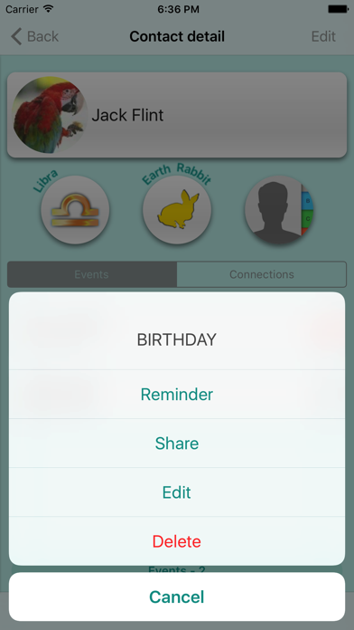 Birthdays and important dates Screenshot