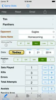 volleyball player game stats iphone screenshot 1