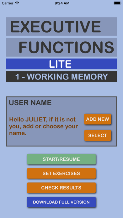 Executive Functions Lite Screenshot