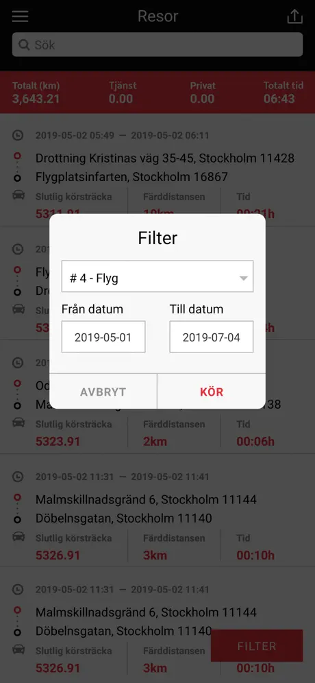 MiniFinder Körjournal