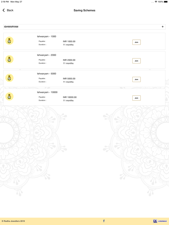 Radha Jewellers iPad screenshot
