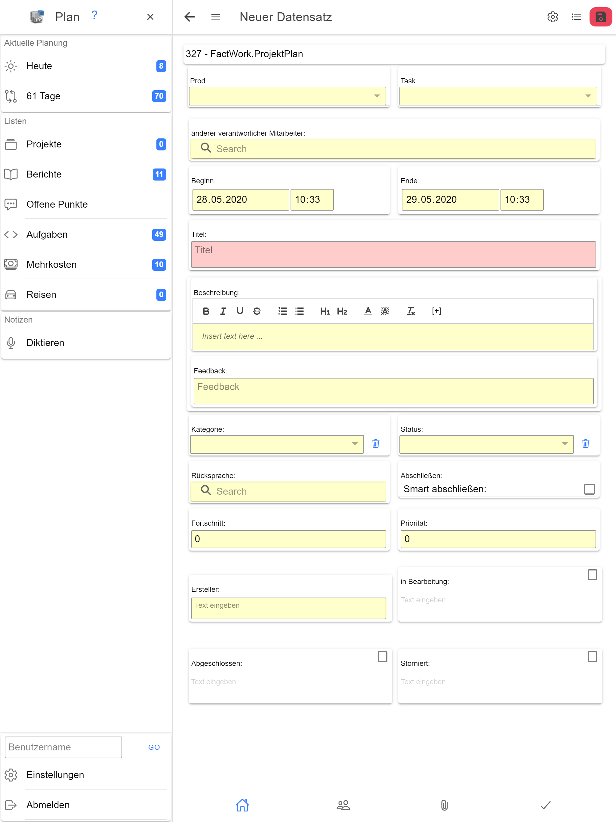 FactWork ProjektPlan screenshot 5