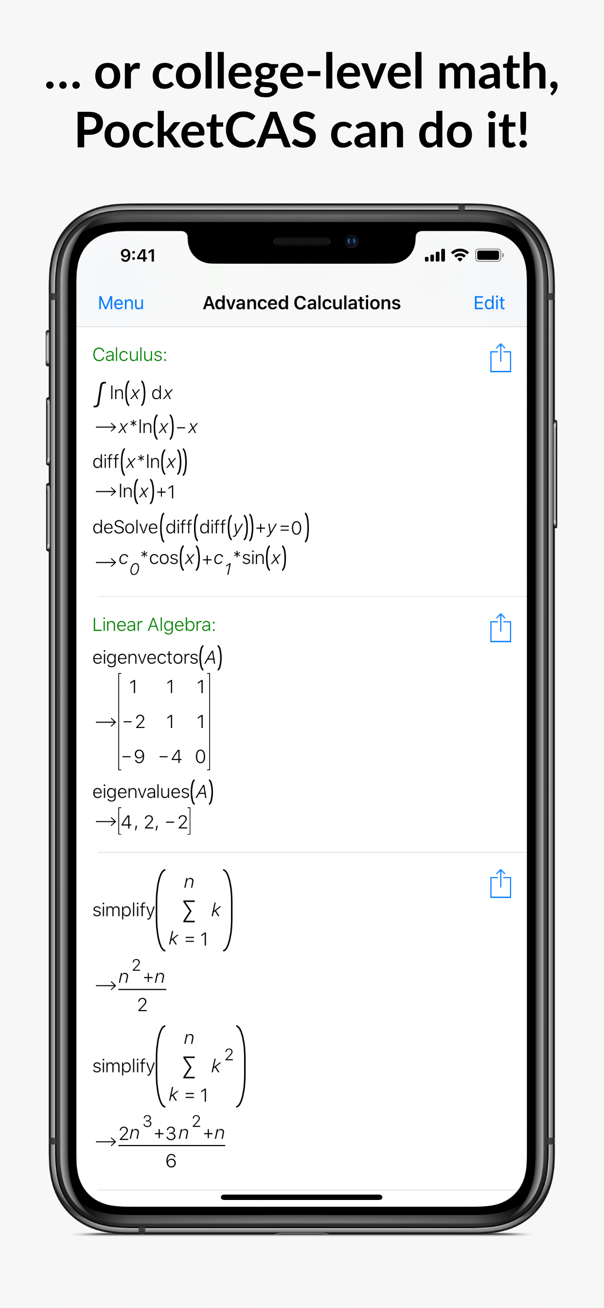 PocketCAS lite for Mathematics
